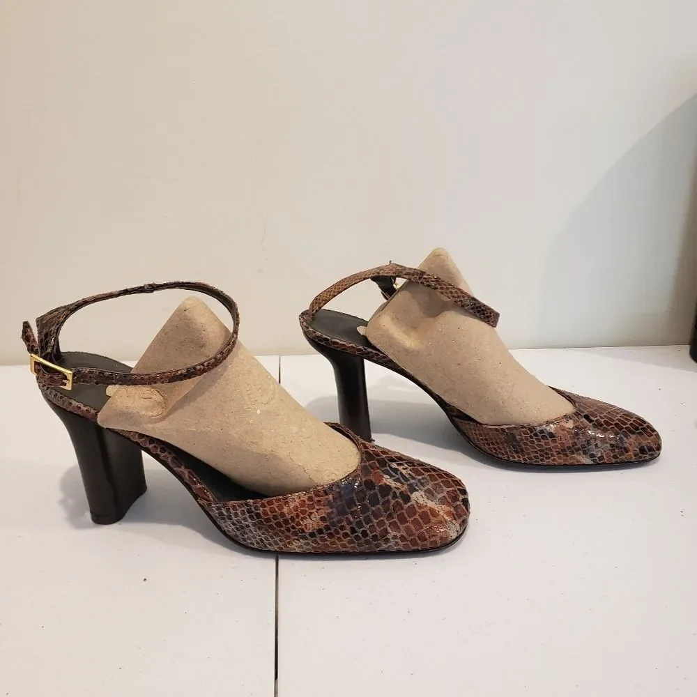 Mina Brown Snakeskin Women's Heels Size  6.5